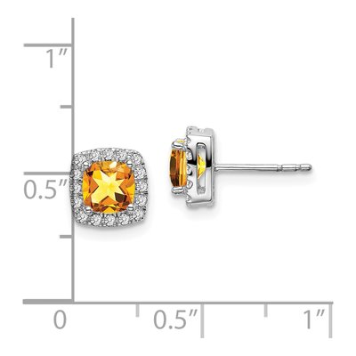 14K White Gold 0.19 ct tw 5mm Cushion Citrine & Diamond Halo Stud Earrings – view 4