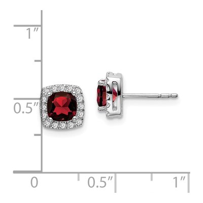 14K White Gold 0.19 ct tw 5mm Cushion Garnet & Diamond Halo Stud Earrings – view 4
