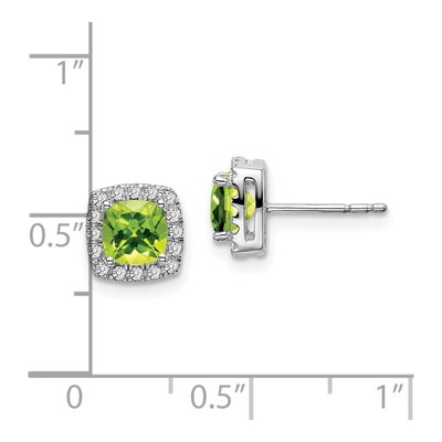 14K White Gold 0.19 ct tw 5mm Cushion Peridot & Diamond Halo Stud Earrings – view 4