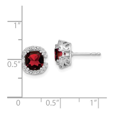 14K White Gold 1/10 ct tw 6mm Cushion Garnet & Diamond Halo Stud Earrings – view 4