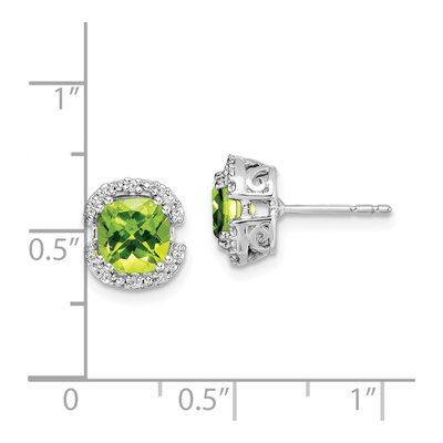 14K White Gold 1/10 ct tw 6mm Cushion Peridot & Diamond Halo Stud Earrings – view 4