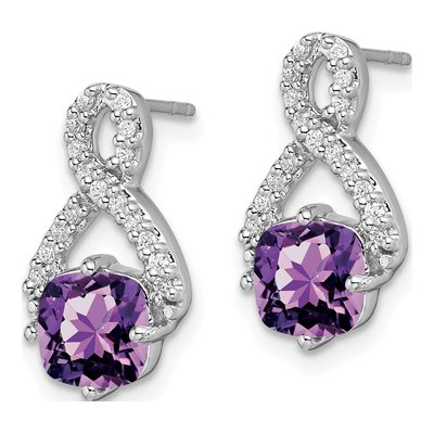 14K White Gold 1/6 ct tw Amethyst & Diamond Dangle Earrings – view 2