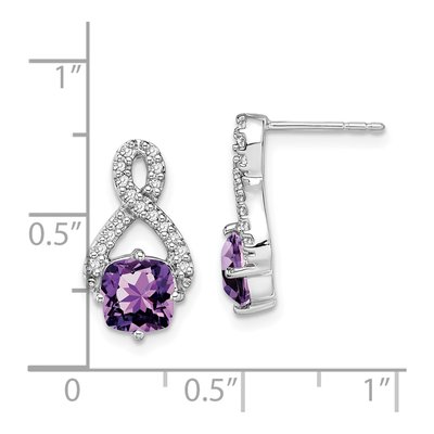 14K White Gold 1/6 ct tw Amethyst & Diamond Dangle Earrings – view 4
