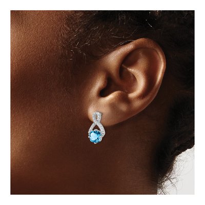 14K White Gold 1/6 ct tw Swiss Blue Topaz & Diamond Dangle Earrings – view 3