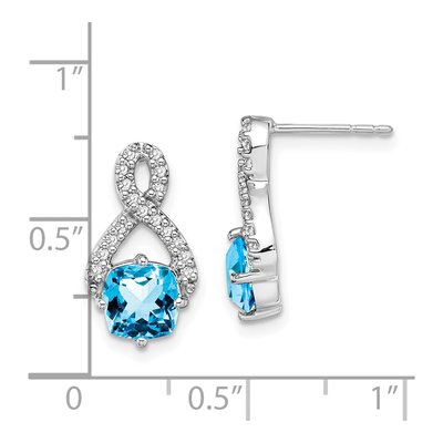 14K White Gold 1/6 ct tw Swiss Blue Topaz & Diamond Dangle Earrings – view 4