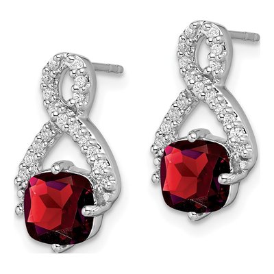 14K White Gold 1/6 ct tw Garnet & Diamond Dangle Earrings – view 2