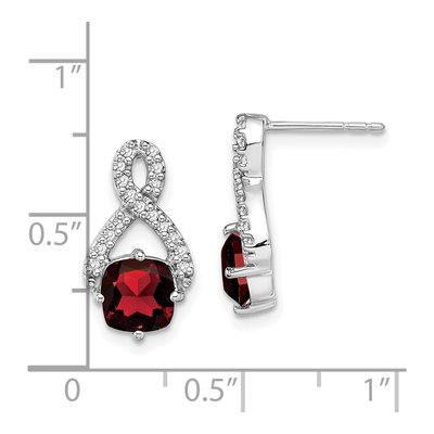 14K White Gold 1/6 ct tw Garnet & Diamond Dangle Earrings – view 4