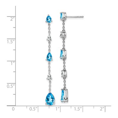 14K White Gold Swiss Blue Topaz & White Topaz Dangle Earrings – view 4