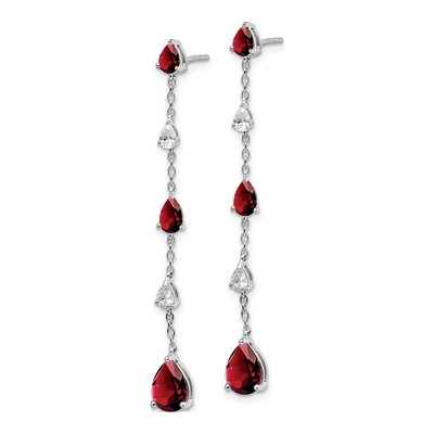 14K White Gold Garnet & White Topaz Pear Dangle Earrings – view 2