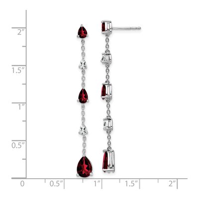 14K White Gold Garnet & White Topaz Pear Dangle Earrings – view 4