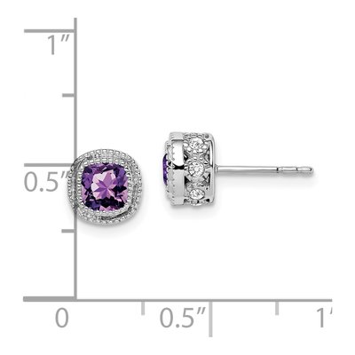 14K White Gold 0.19 ct tw 4.5mm Amethyst & Diamond Cushion Stud Earrings – view 4