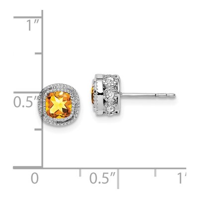 10K White Gold 0.19 ct tw 4.5mm Cushion Citrine & Diamond Button Stud Earrings – view 5