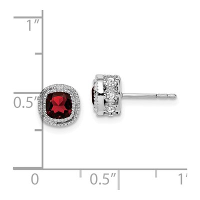 14K White Gold 0.19 ct tw 4.5mm Cushion Garnet & Diamond Stud Earrings – view 4