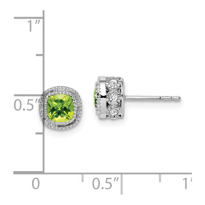14K White Gold 0.19 ct tw 4.5mm Cushion Peridot & Diamond Stud Earrings – view 4