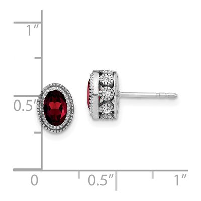 14K White Gold 0.19 ct tw Garnet & Diamond Oval Stud Earrings – view 4