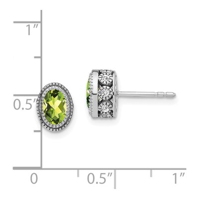 14K White Gold 0.19 ct tw Peridot & Diamond Oval Stud Earrings – view 4
