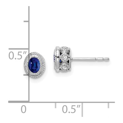14K White Gold 1/8 ct tw Oval Sapphire & Diamond Stud Earrings – view 4