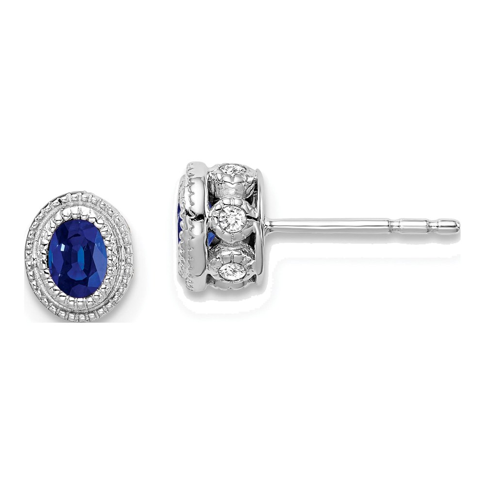 14K White Gold Sapphire & Diamond Post Earrings