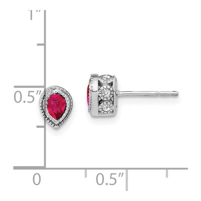14K White Gold 1/7 ct tw Ruby & Diamond Pear Stud Earrings – view 4