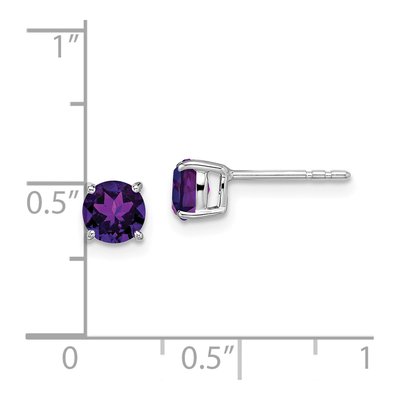 14K White Gold 5mm Round Amethyst Stud Earrings – view 4