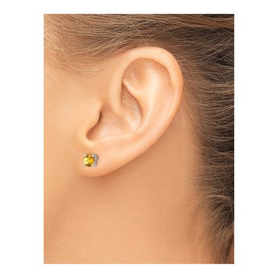 14K White Gold 5mm Citrine Round Stud Earrings – view 3