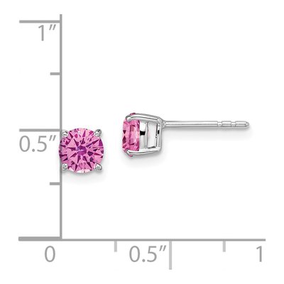 14K White Gold Lab-Created Pink Sapphire Stud Earrings – view 4