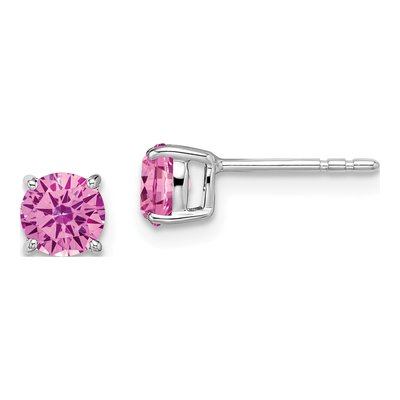 14K White Gold Lab-Created Pink Sapphire Stud Earrings