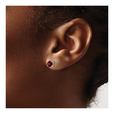 14K White Gold 5mm Garnet Round Stud Earrings – view 3