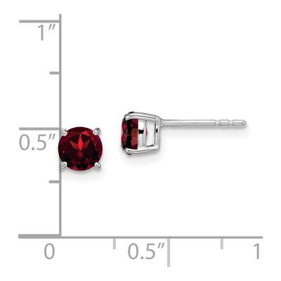 14K White Gold 5mm Garnet Round Stud Earrings – view 4
