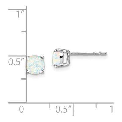 14K White Gold 5mm Round Lab-Created Opal Stud Earrings – view 4