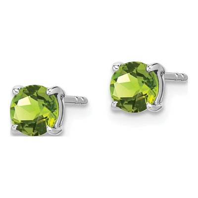 14K White Gold 5mm Peridot Round Stud Earrings – view 2