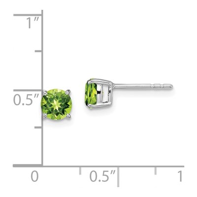 14K White Gold 5mm Peridot Round Stud Earrings – view 4