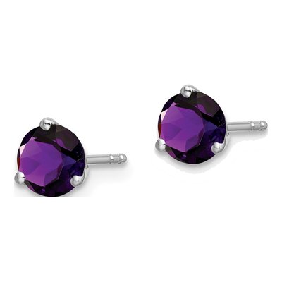 14K White Gold 5mm Round Amethyst Martini Stud Earrings – view 2
