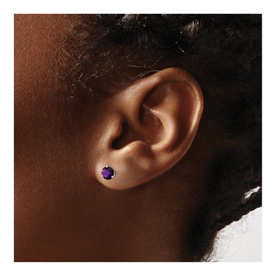 14K White Gold 5mm Round Amethyst Martini Stud Earrings – view 3