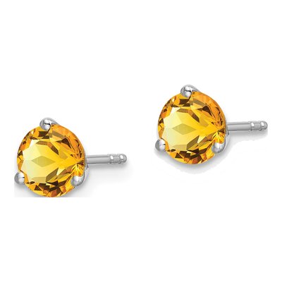 14K White Gold 5mm Citrine Round Martini Stud Earrings – view 2