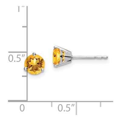 14K White Gold 5mm Citrine Round Martini Stud Earrings – view 4