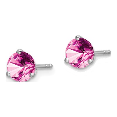 14K White Gold Lab-Created Pink Sapphire Martini Stud Earrings – view 2