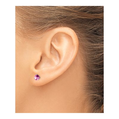 14K White Gold Lab-Created Pink Sapphire Martini Stud Earrings – view 3