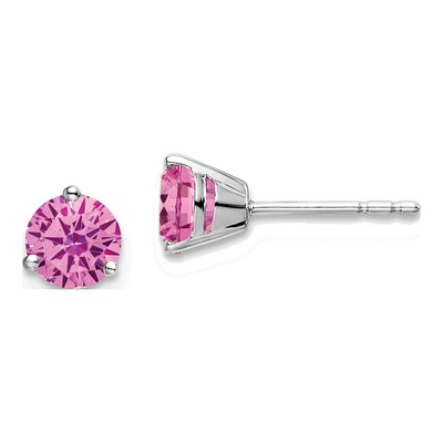 14K White Gold Lab-Created Pink Sapphire Martini Stud Earrings