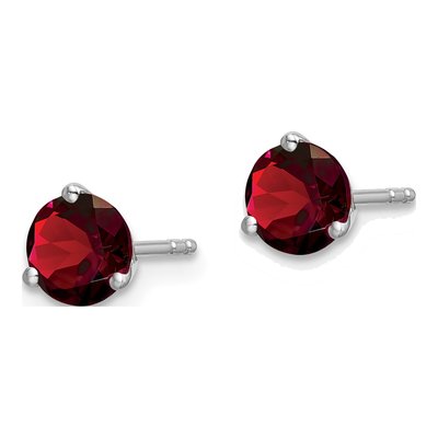 14K White Gold 5mm Round Garnet Martini Stud Earrings – view 2
