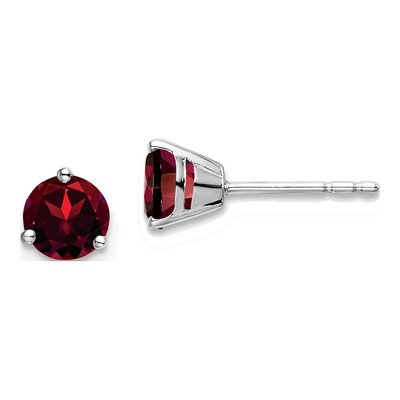 14K White Gold 5mm Round Garnet Martini Stud Earrings