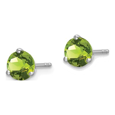 14K White Gold 5mm Peridot Round Martini Stud Earrings – view 2