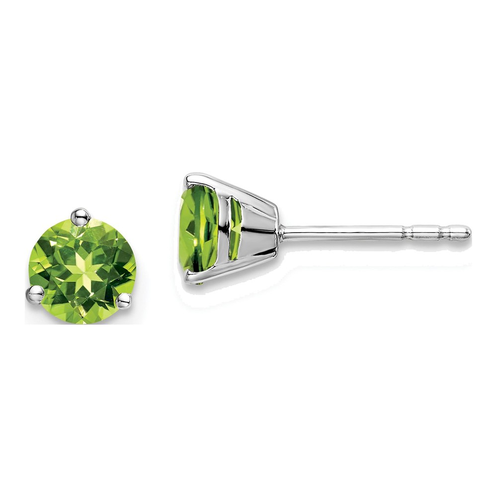 14K White Gold 5mm Peridot Round Martini Stud Earrings
