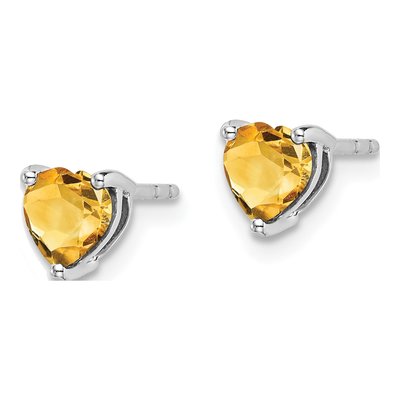 14K White Gold 5mm Citrine Heart Stud Earrings – view 2