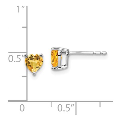 14K White Gold 5mm Citrine Heart Stud Earrings – view 4