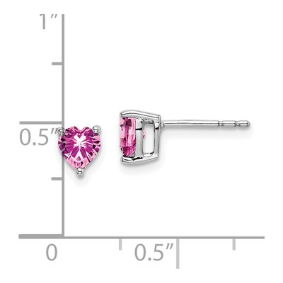 14K White Gold Heart Lab-Created Pink Sapphire Stud Earrings – view 4