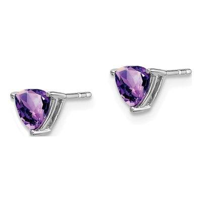 14K White Gold 5mm Amethyst Trillion Stud Earrings – view 3