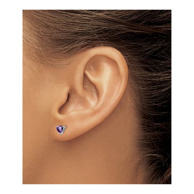 14K White Gold 5mm Amethyst Trillion Stud Earrings – view 4