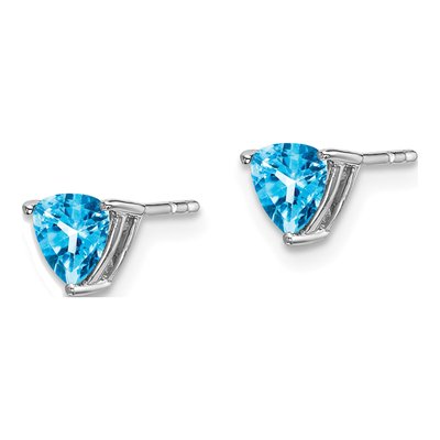 14K White Gold 5mm Swiss Blue Topaz Trillion Stud Earrings – view 2