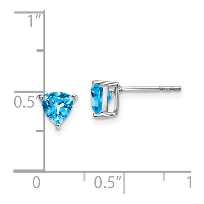 14K White Gold 5mm Swiss Blue Topaz Trillion Stud Earrings – view 4